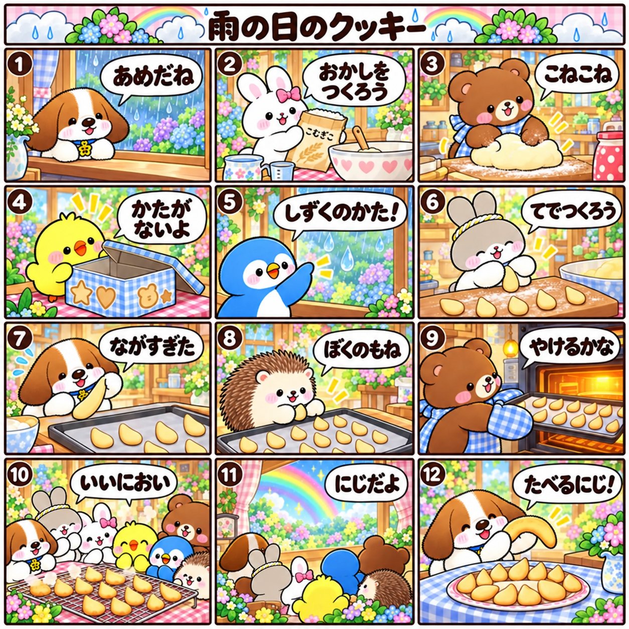 雨の日のクッキー・12コママンガの原画
